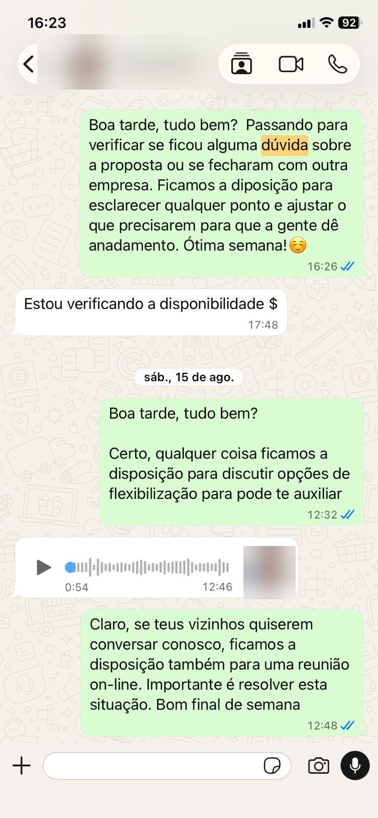 Exemplo real de follow-up 2